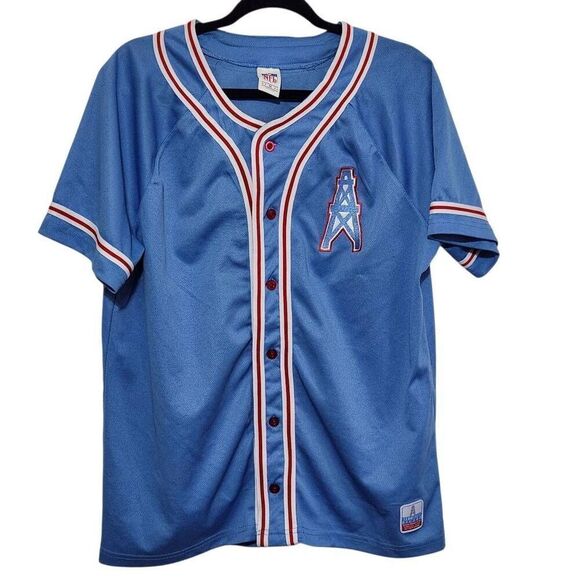 Rare vintage Tennessee Oilers jersey ten 60 blue red NFL Houston size medium